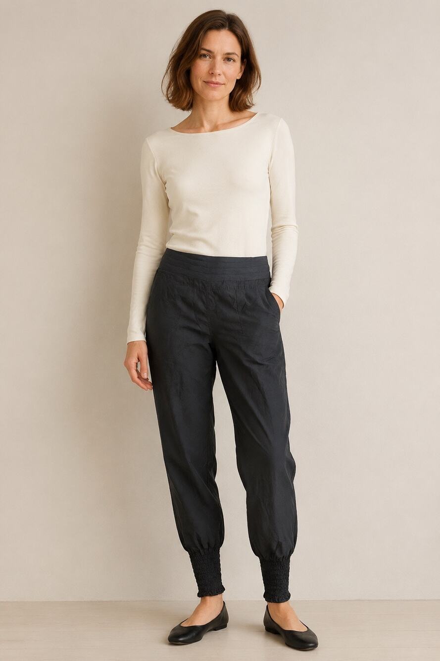 Noa Noa Silk Cotton Harem Jogger Pants Charcoal Gray Size Medium